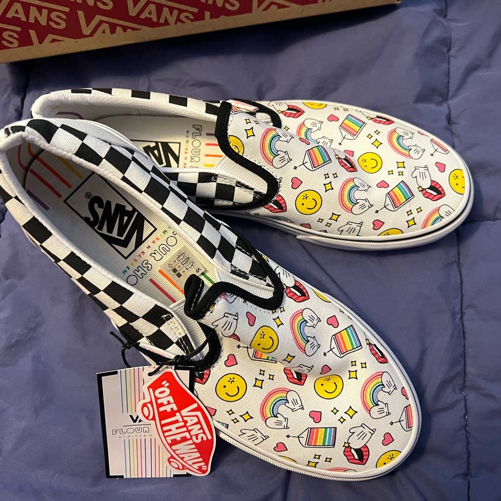 Vans White and Black Checkered Sneakers